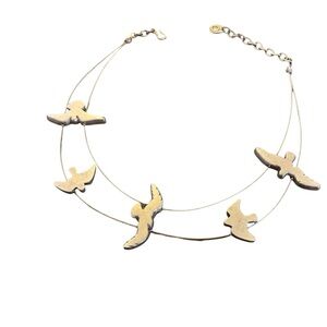 Artisan Necklace Bird Motif Silver-Toned Mixed Metal Brand Mozaic